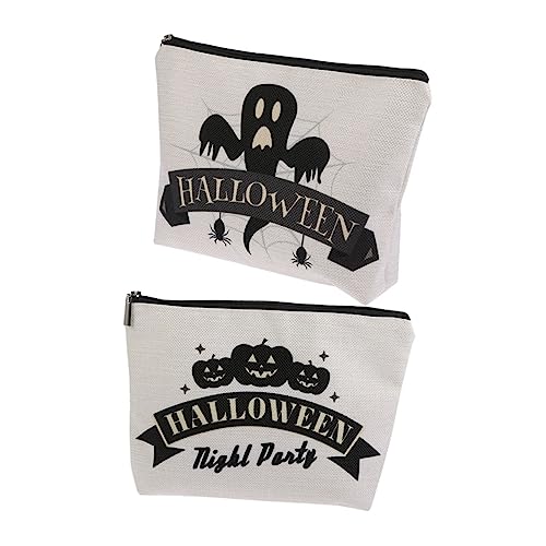 WOONEKY 2stücke wasserdichte Halloween Kosmetiktasche Mit Geistermuster Reise-waschtasche Für Damen Zum Organisieren Von Make-up Und Toilettenartikeln von WOONEKY