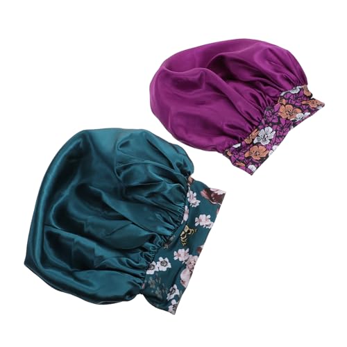 WOONEKY Weiche Atmungsaktive Satin-schlafhaube Für Die Nacht 2 Stück Duschhut Haarkappe Für Frauen Für Jedes Alter von WOONEKY