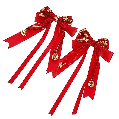 WOONEKY 2stücke Chinesische Stil Roten Schleifen Haarspangen Elegante Haarschmuck Clips Für Frauen Vintage Design Für Besondere Anlässe Und Tägliche Nutzung WOONEKY 2stücke Chinesische Stil Roten Schleifen Haarspangen Elegante Haarschmuck Clips Für Frauen Vintage Design Für Besondere Anlässe Und Tägliche Nutzung von WOONEKY