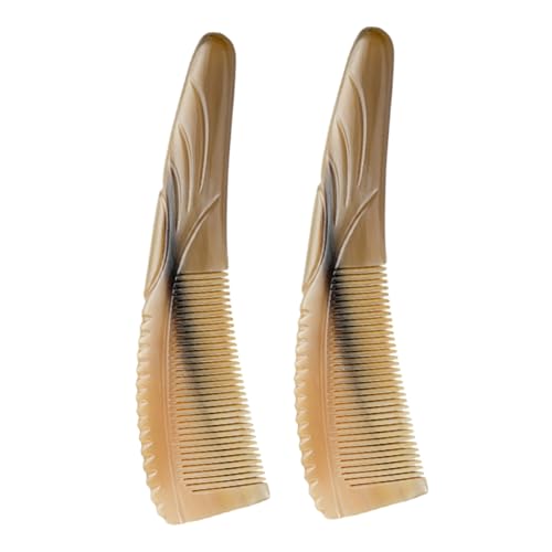 WOONEKY 2stücke Gua-sha-kopfhautkamm Aus Natürlichem Ochsenhorn Mit Feinen Zähnen Antistatischer Taschenkamm Für Männer Und Frauen Entwirrungskamm Für Lockiges Haar Reisefreundliches von WOONEKY