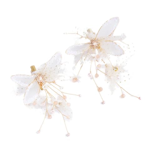WOONEKY 2stücke Haarnadeln Mit Strass Und Mesh Im Blumen-design Für Hochzeit Und Braut Schmuck-haarclip Als Kopfschmuck Für Brautjungfer Und Party von WOONEKY