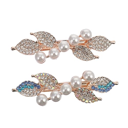 WOONEKY 2stücke Perlen Haarnadeln Strass Legierung Haarspangen Schmuck Haar Zubehör Für Hochzeit Party Feier von WOONEKY