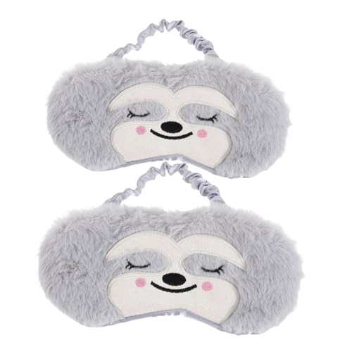 WOONEKY 2stücke Plüsch-tier-augenmaske Für Junge Mädchen Weiche Cartoon-schlafmaske Verdunkelungs-augenbinde Flauschige Schlafmaske Augenmaske Zum Schlafen von WOONEKY