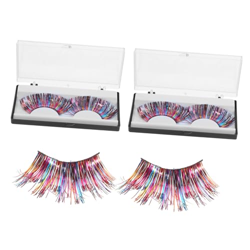 WOONEKY 3 Paare Bunte Falsche Wimpern Halloween Performance Wimpernverlängerung Lockig Leichte Kunstwimpern für Karneval Bühne Damen Zufälliger Stil von WOONEKY
