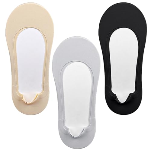 WOONEKY 3 Paar Unsichtbare Socken Damen Atmungsaktive Niedrig Geschnittene Socken Rutschfest für Freizeit und Damenschuhe von WOONEKY
