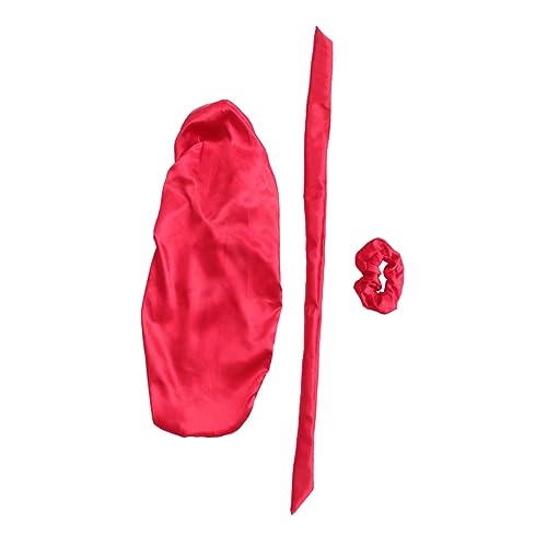 WOONEKY 3 Satin Bonnet mit Breitem Elastischem Band Atmungsaktive Nacht Haube für Damen Weiche Haarschutzkappe für Langen und Kurzen Haaransatz Beim Schlafen von WOONEKY
