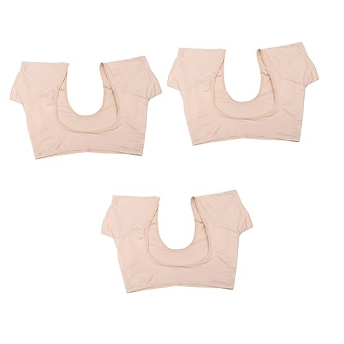 WOONEKY 3 Stk Unterarm-Schweißpolsterweste Frauenunterwäsche Spitzenunterwäsche für Frauen underarm sweat pad unterarm schweiß pads Unterwäsche Weste Kurzarm-Unterwäsche 12 Elasthan Yellow von WOONEKY