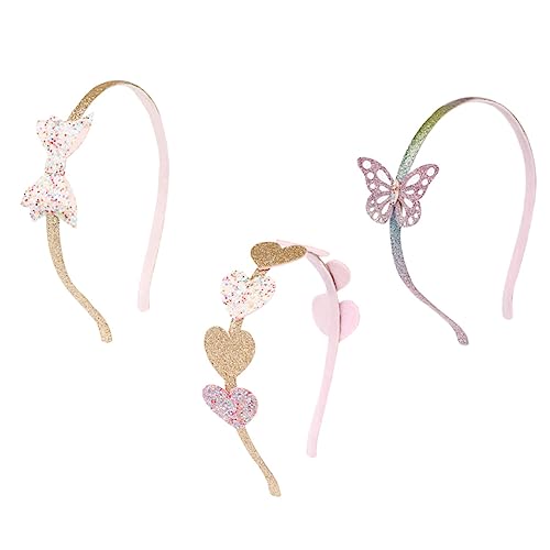 WOONEKY 3stücke Teiliges Set Bezaubernder Herz-haarreifen Für Mädchen Funkelnde Weiche Haarschmuck Für Feiern Geburtstage Weihnachten Und Mehr Kinderhaarschmuck Haarbeschädigung von WOONEKY