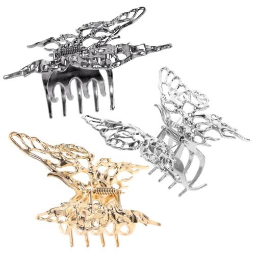 WOONEKY 3 Stück Metall Schmetterlings Haarspangen Für Frauen Große Krallenclips Rutschfest Stabil Geeignet Für Dickes Und Dünnes Haar Für Hochzeiten Und Partys von WOONEKY