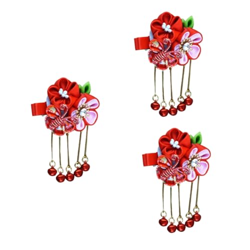 WOONEKY 3stücke Japanischer Stil Haarschmuck Mit Quaste Barrette Für Und Mädchen Rote Haarnadel Für Festliche Anlässe Und Alltag Haarschmuck Für Haartyp von WOONEKY