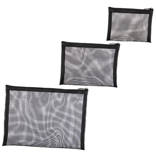 WOONEKY Tragbare Kosmetiktaschen Netz-Kosmetiktasche Für Damen 3-teilige Reise-kulturtasche Netz-Make-up-Tasche Stabiler Reißverschluss von WOONEKY