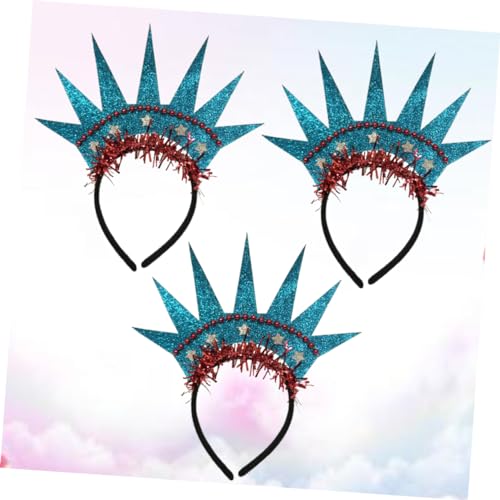 WOONEKY 3 Stück Statue Of Liberty Haarreif Kreativer Party Kopfschmuck mit Krone Stabile Performance Haarreifen für Unabhängigkeitstag Leichter Haarschmuck für Auffällige Fotos und von WOONEKY