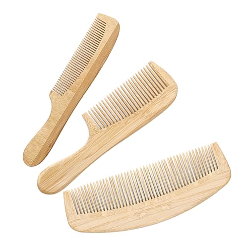 WOONEKY 3 Stück Teiliges Bambus Kamm Fein Gezahnt Kompakt und Leicht Multifunktionaler Haarkamm und Massagekamm für Damen und Herren Tragbar und Langlebig Praktische von WOONEKY