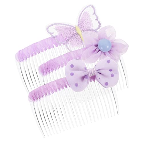 WOONEKY 3 Stück Teiliges Haarkamm mit Farbigen Netz Schleifen Eleganter Transparenter Haarschmuck für Damen Leichter Steckkamm für Festliche Anlässe und Alltag Komfortabel und Modisch von WOONEKY