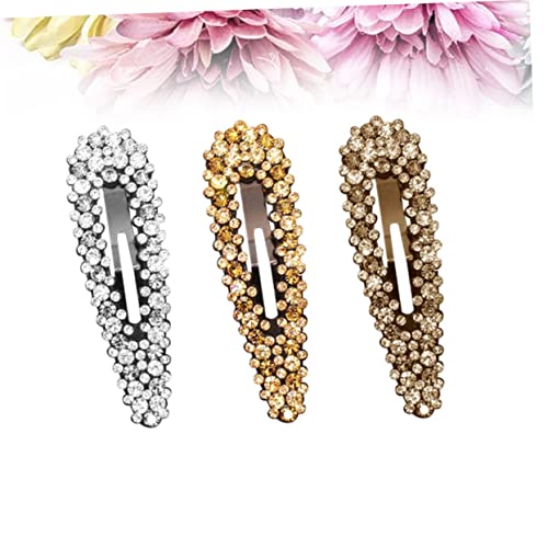 WOONEKY 3 Stück Teiliges Haarspangen mit Strasssteinen Damen Haarklammern Bling Haarschmuck Rutschfest Accessoires für Frauen und Mädchen Farben Zufällig Zufällige Farbe Zufällige Farbe von WOONEKY