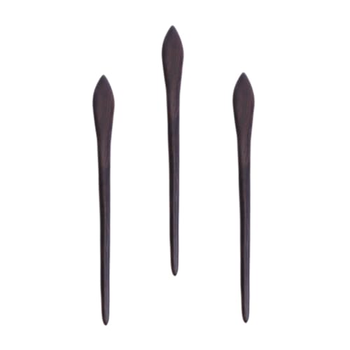 WOONEKY 3 Stück Teiliges Handgefertigte Schwarze Holz Haarnadeln Haarschmuck für Damen und Mädchen Vintage Haarstäbchen zum Sicheren Halten und Dekorieren von Duttfrisuren Leicht und von WOONEKY