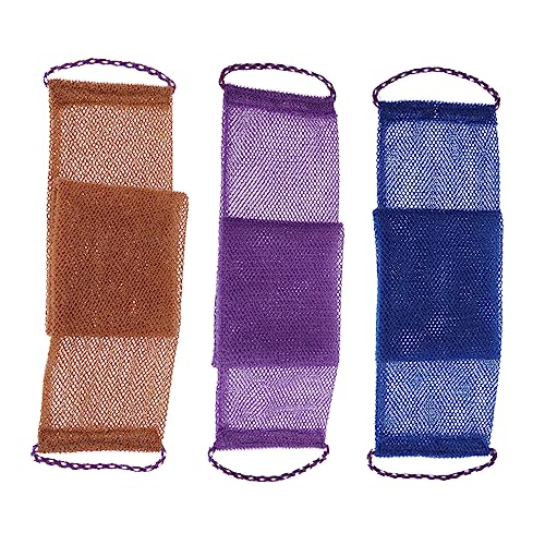 WOONEKY 3 Stück Teiliges Peeling Badetuch mit Zugband Exfolierender Dusch Waschlappen für Sanfte Hautmassage Leichtes Haushalts Badetuch zur Hautreinigung und Entfernung von von WOONEKY