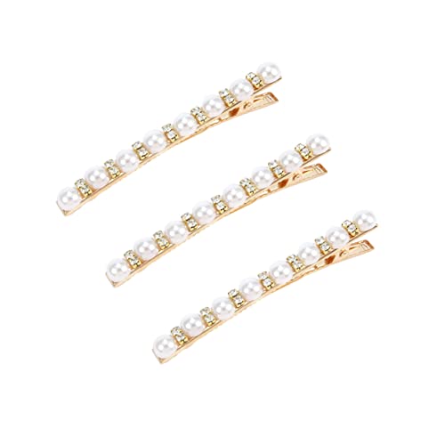 WOONEKY 3 Stück Teiliges Perlen Haarklammern Vintage Haarschmuck mit Strasssteinen Eleganter Haar Clip für Damen und Mädchen Vielseitiger Kopfschmuck für Hochzeit und Alltag von WOONEKY