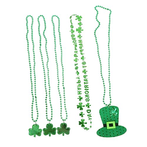 WOONEKY 3 Stück Teiliges Shamrock für Patrick's Day Grüne Perlenhalskette für Kostümpartys und Festlichkeiten Leicht und Bequem zu Tragen von WOONEKY