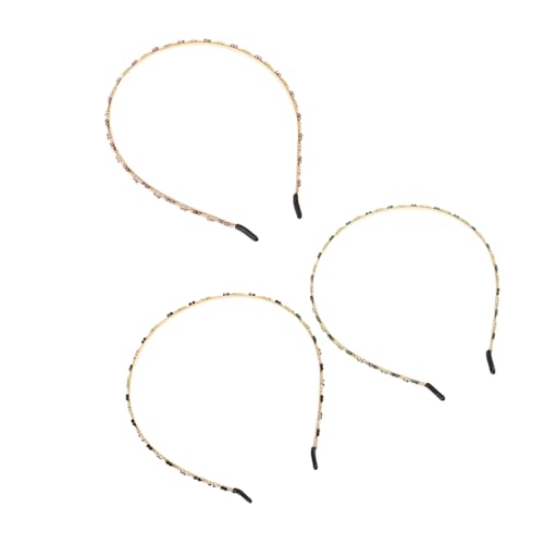 WOONEKY 3 Stück Teiliges Strass Haarreif für Damen Doppellagige Simulierte Kristall Haarbänder in Schwarz Grün Violett Langlebige Komfortable Party Hochzeits-accessoires von WOONEKY