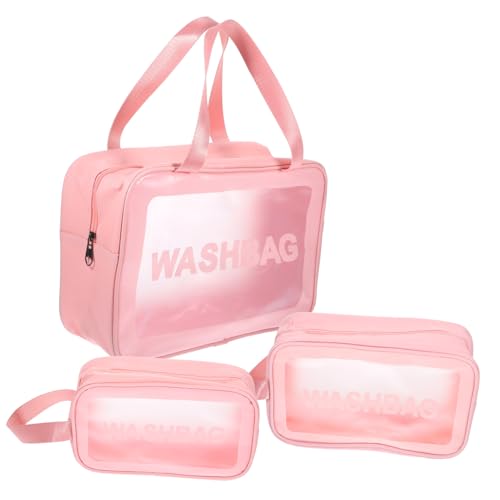 WOONEKY 3 Stück Teiliges Wasserdichtes Reise Kulturbeutel Große Mittlere Kleine Transparente Kosmetiktaschen Strapazierfähige Toilettenartikel Aufbewahrungstasche mit Handgriff für Damen WOONEKY 3 Stück Teiliges Wasserdichtes Reise Kulturbeutel Große Mittlere Kleine Transparente Kosmetiktaschen Strapazierfähige Toilettenartikel Aufbewahrungstasche mit Handgriff für Damen von WOONEKY