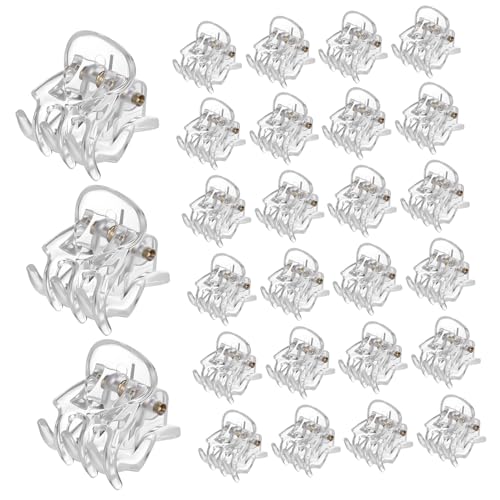 WOONEKY 36 Stück Pearlescent Mini Haarklammern Kunststoff Kleine Haarkrallen mit Glatter Basis Stoßfest und Flexibel Haarschmuck für Mädchen und Frauen Transparent Klein für Dickes Haar von WOONEKY