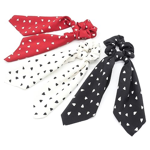 WOONEKY 3stücke Haarbänder Mit Schleife Haargummis Elastisches Haargummi Haarseile Aus Bändern Pferdeschwanzhalter Für Frauen Rot von WOONEKY