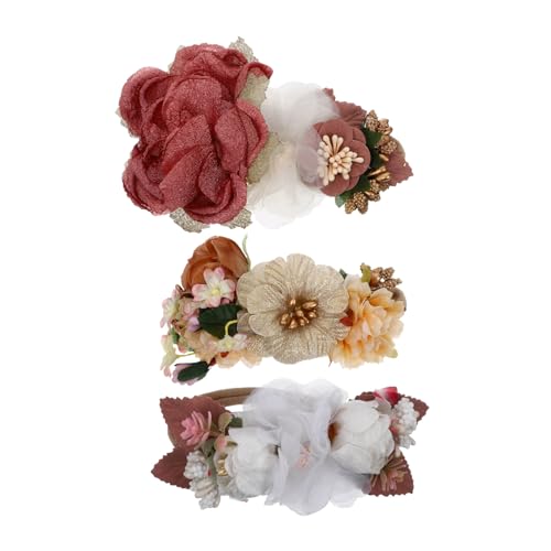 WOONEKY 3St Haarschmuck für Kinder hair accessories kinder haargummis Blumenkrone aus Blumen-Stirnbänder für Babys Stirnband Stirnbänder für Mädchen Fee Kopfschmuck Perle Stoff von WOONEKY