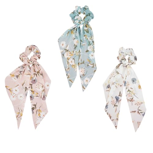 WOONEKY 3stücke Teiliges Elegante Haarbänder Mit Scarf Scrunchies Für Damen Elastische Haargummis Für Pferdeschwanz Und Haarschmuck von WOONEKY