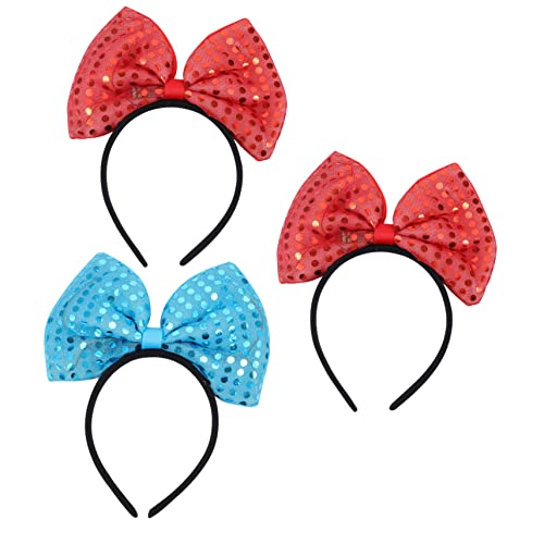 WOONEKY 3 Stücke Weihnachten Bogen Stirnband Frauen Clip Kopfbedeckung Glitter Haar Zubehör Für Frauen Mädchen Zufällige Farbe von WOONEKY