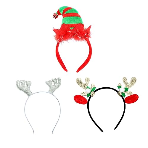 WOONEKY 3St Weihnachts-Cosplay-Stirnband Weihnachtsstirnbänder Rentier Haarreifen christmas haarreif christmas headband Geweih Haarreifen Weihnachtshaarbänder Weihnachten Kopfbedeckung von WOONEKY