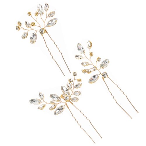 WOONEKY 3Stücke Teiliges Braut Haarspangen mit Haarnadeln Eleganter Haarschmuck für Hochzeiten und Brautjungfern Luxuriöse und Stilvolle Accessoires für Besondere Anlässe von WOONEKY