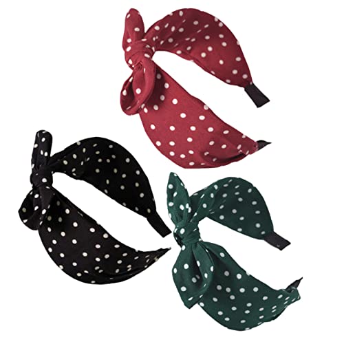 WOONEKY 3stücke Stirnband Mit Schleife Breites Haarband Für Damen Modischer Kopf-schmuck Aus Stoff Entzückendes Stirnband in Grün Rot Und Marineblau Angenehm Zu Tragen von WOONEKY