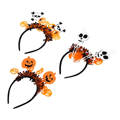 WOONEKY 3stücke Teiliges Halloween Haarreif Kürbis Schädel Und Knochenmotiven Haaraccessoires Für Erwachsene Bei Halloween-feiern Cosplay Und Kostümpartys von WOONEKY