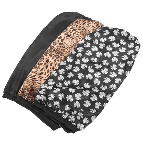 WOONEKY 3stücke Satin Schlafhaube Für Damen Dehnbare Lange Nachtmützen Dekorative Hauben Elastisch Atmungsaktive Schlafmütze Geeignet Für Erwachsene Zum Schutz Ihrer Haare von WOONEKY