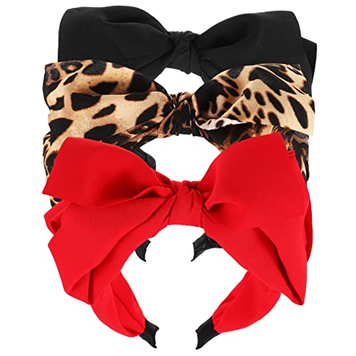 WOONEKY 3stücke Damen Haarbänder Mit Schleife Elegante Haaraccessoires Für Partys Und Festliche Anlässe Mit Leopardenmuster von WOONEKY