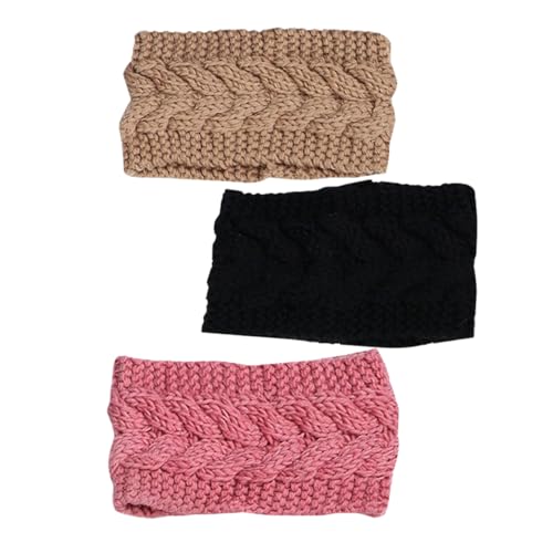 WOONEKY 3stücke Damen Stirnbänder Warm Gestrickt Gesichtswasch-haarband Makeup Stirnband Outdoor Kopfbedeckung Für Kaltes Wetter Ohrenschützer von WOONEKY