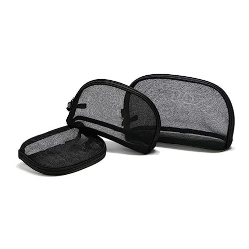 WOONEKY 3stücke Netz-Kosmetiktasche Mit Reißverschluss in Schwarz Und Transparent Unterschiedliche Für Reisen Und Ausflüge Leichtgewichtig Und Robust Als Make-up Organizer von WOONEKY