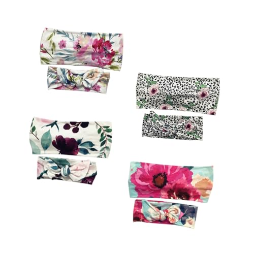 WOONEKY 4 Paar Haarbänder Print Verstellbar Europäisch Amerikanischer Stil Eltern Junge Mädchen Haar Accessoire Weiches Material Geeignet für Damen und Mädchen von WOONEKY