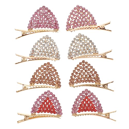 WOONEKY 4 Paare Katzenohren Haarklammern mit Funkelnden Strasssteinen Glitzernde Haarspangen für Mädchen Langlebige und Hautfreundliche Haaraccessoires für Party Cosplay und Alltagslook von WOONEKY