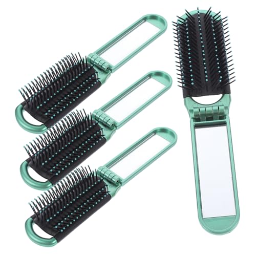 WOONEKY 4 Stck Klappbare Haarbürste mit Spiegel Teiliges Tragbare Faltbürste für Reisen Kompakte Haarkamm für Männer und Einfach zu Verwenden Verstauen von WOONEKY