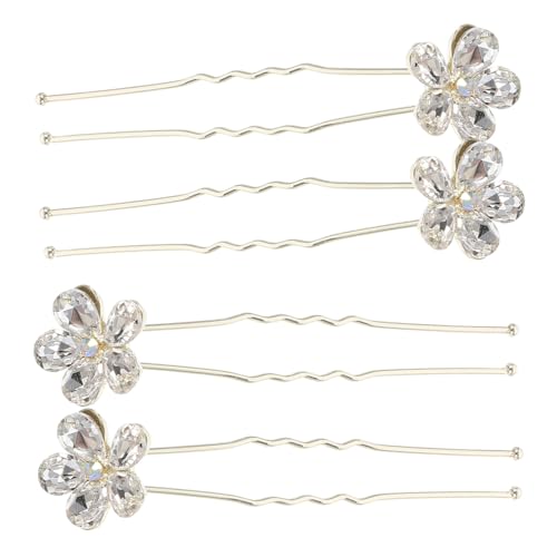 WOONEKY 4 Stck Teiliges U Förmiges Braut Haarnadel mit Strass Hochzeit Haarschmuck Damen Dekorative Haarnadeln für Braut und Festliche Anlässe Elegant und Sicher Haltend von WOONEKY