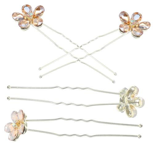 WOONEKY 4 Stck. Teiliges Damen Haarnadeln mit U Förmige Haarspangen Eleganter Haarschmuck für Braut und Hochzeiten für Verschiedene Frisuren und Haarfarben von WOONEKY