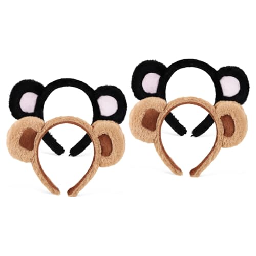 WOONEKY 4 Stück Bärenkostümzubehör Stirnbänder Für Mädchen Bären Stirnband Für Erwachsene Streifenhörnchen Tier-stirnband Für Erwachsene Cosplay-tier-stirnband Duschkopfband Tragen Plüsch von WOONEKY