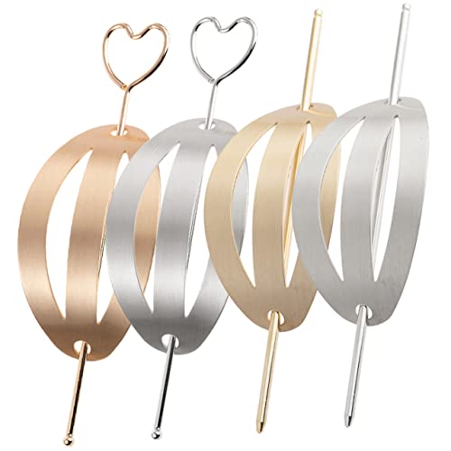 WOONEKY 4stücke Metall Haarknoten Manschette Haarstab Für Damen Clip Haarhalter Für Duttfrisuren Einfache Haarschmuck Für Alltag von WOONEKY