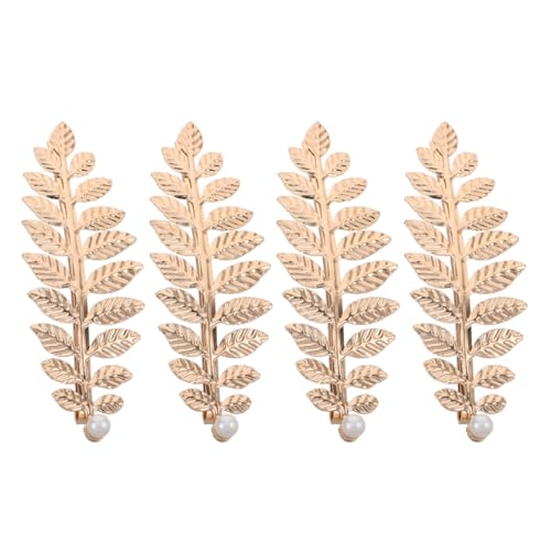 WOONEKY 4 Stück Perlen Haarspangen mit Blattdesign Vintage Haaraccessoires für Damen Haarnadeln für Hochzeiten Partys und Alltag Stabil und Langlebig von WOONEKY