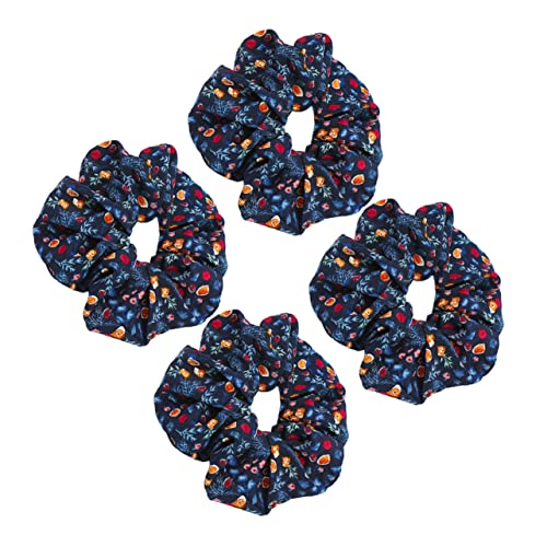 WOONEKY 4stücke Floral Haarspangen Für Damen Elastische Haargummis Blau Für Stilvolle Pferdeschwänze Haaraccessoires Für Jeden Anlass von WOONEKY