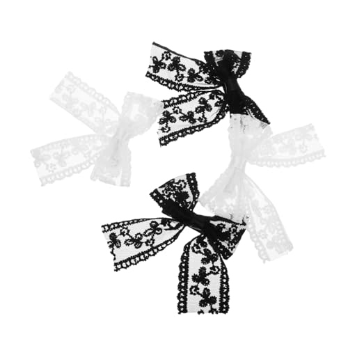 WOONEKY 4 Stück Spitzen Haarspangen mit Schleifen Stilvolle Damen Haaraccessoires in Schwarz und Weiß Vielseitig Einsetzbar für Party Alltag und Besondere Anlässe Einfach zu Tragen und von WOONEKY