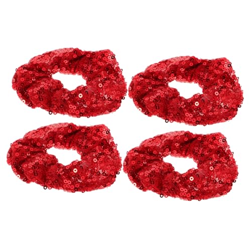 WOONEKY 4stücke Weihnachts-haargummis Mit Pailletten Elastische Haargummis Für Junge Mädchen Haaraccessoire Für Partys Und Festliche Anlässe Leuchtendem von WOONEKY