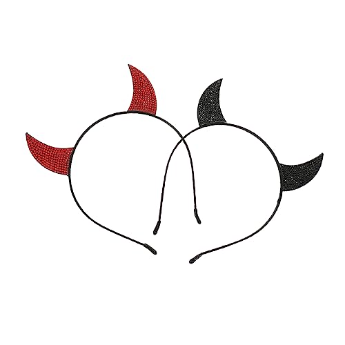 WOONEKY 4stücke Teufelshörner Haarreifen Mit Strass Für Halloween Kostüm Charmante Cosplay Accessoires Für Karneval Und Partys Leicht Und Bequem Zu Tragen von WOONEKY